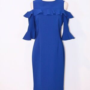 Rickie Freeman x Teri Jon Cold Shoulder Ruffle Dress Size (8)